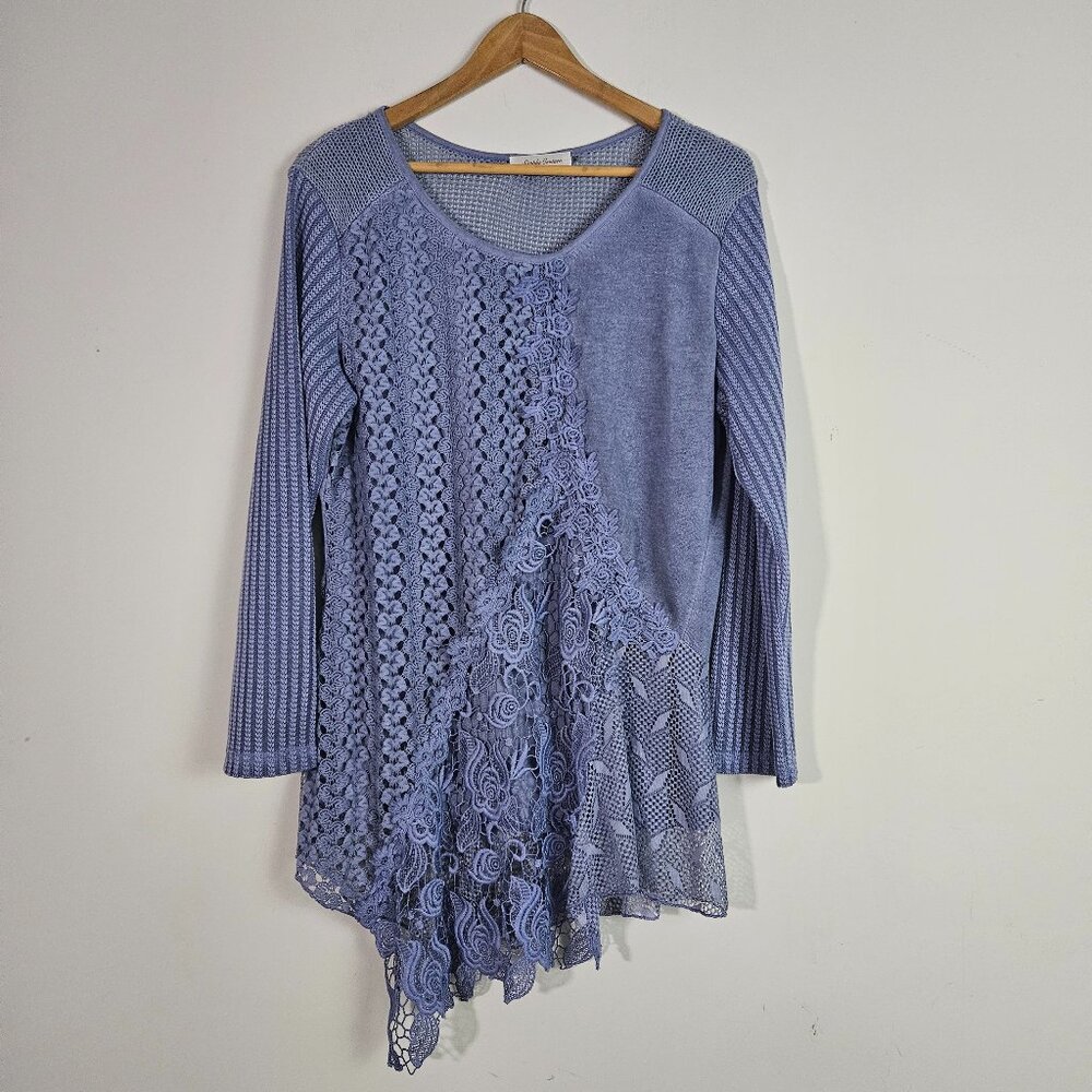 Simply Couture Lavender Crocheted & Lace Asymmetric Tunic xl